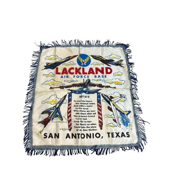 Vintage Lackland Air Force Base Pillow Case Sham 17.5" x 16" with Fringe - Picture 1 of 10
